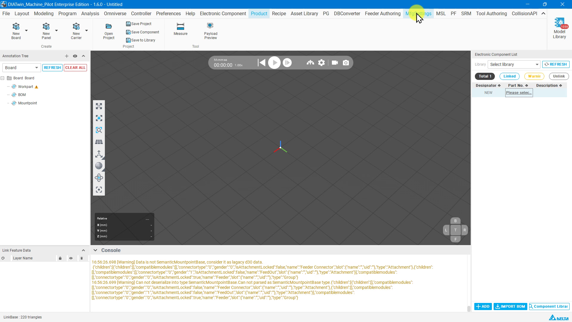 游標位於 MfgSettings 功能頁