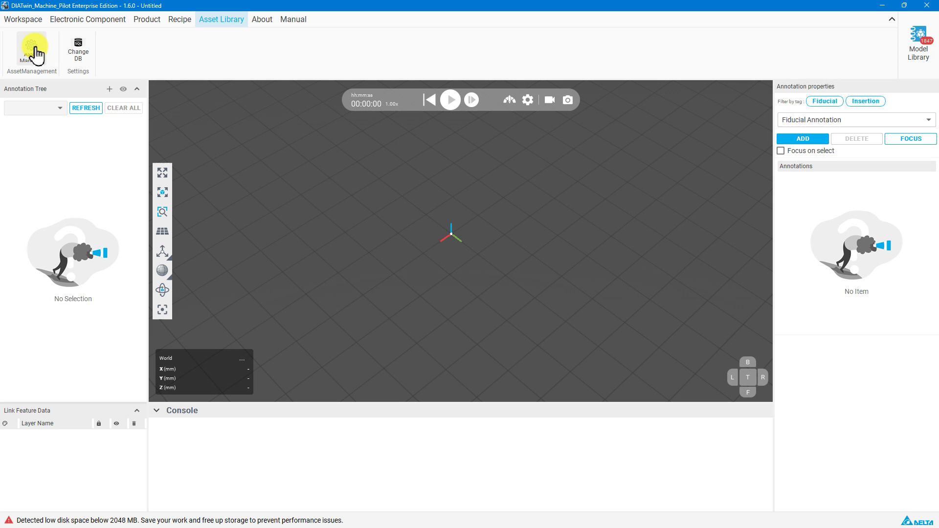 Asset Library 入口，MachinePilot 錄影畫面。