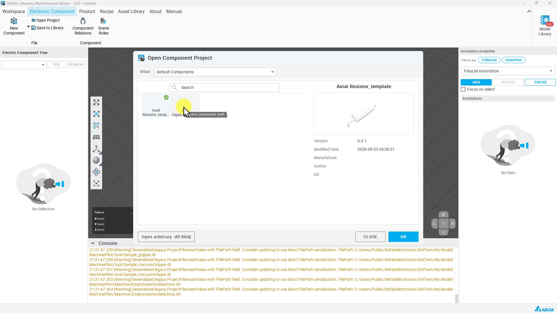 瀏覽 Default Components，MachinePilot 錄影畫面。