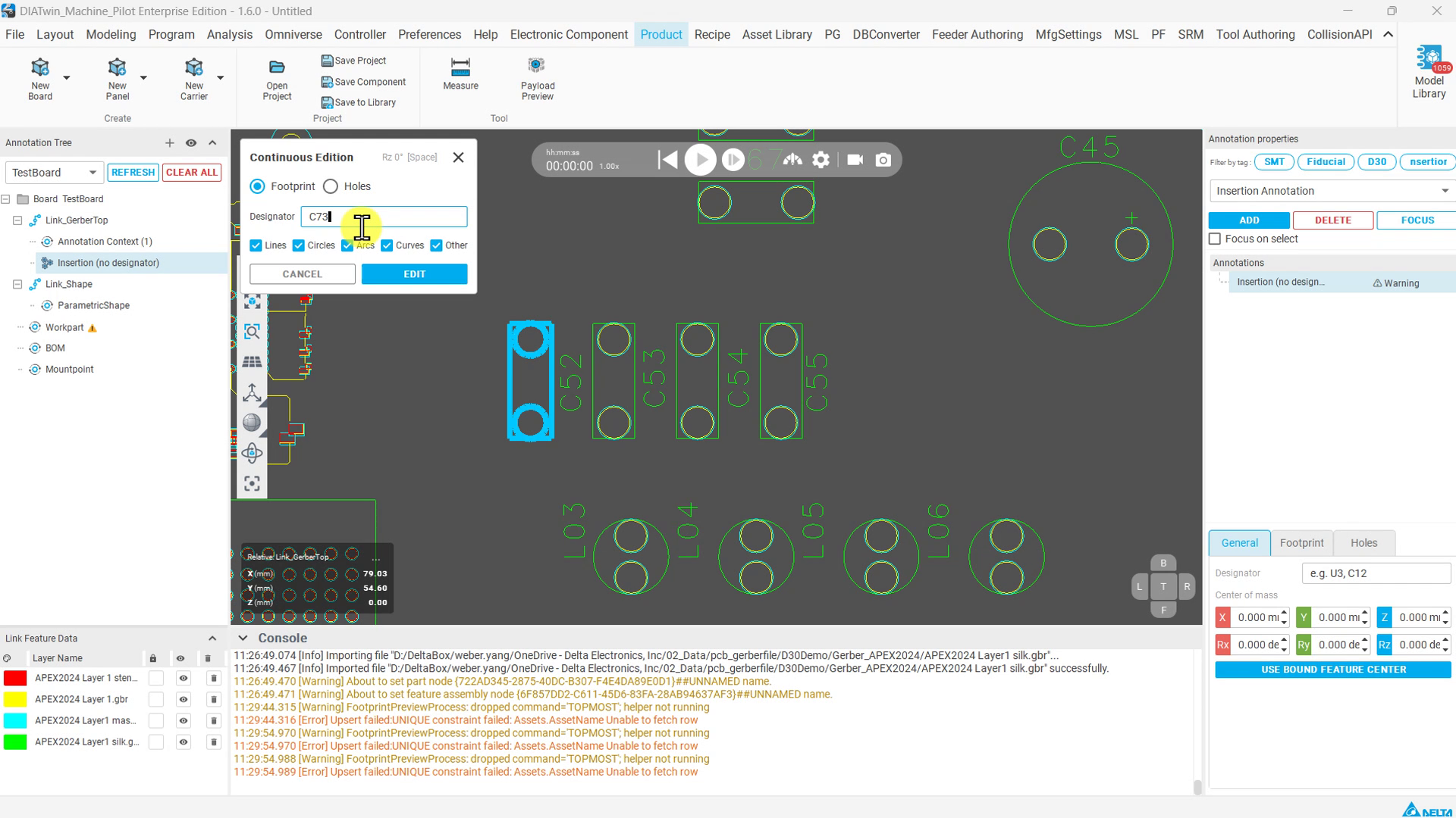 Continuous Edition 的 Designator 欄位顯示 C73