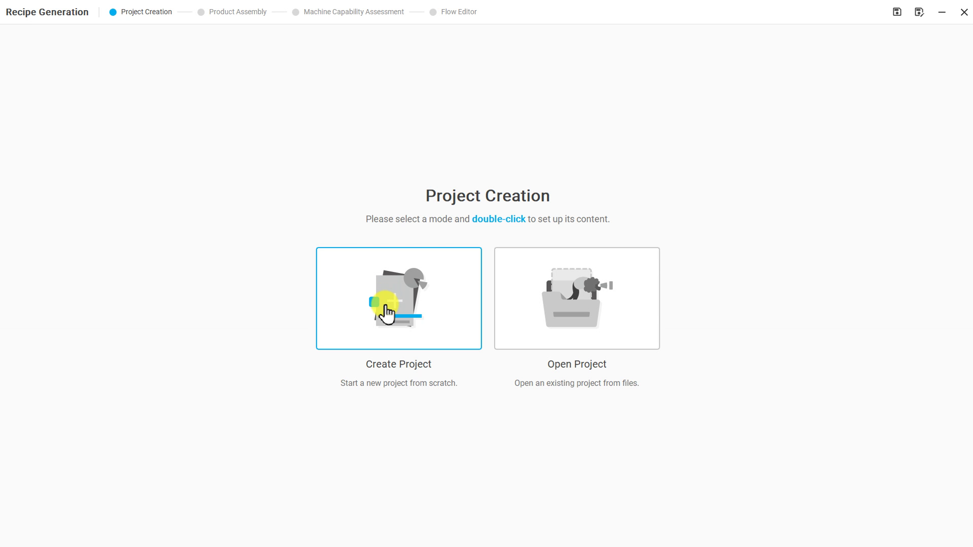 Project Creation 頁面的 Create Project