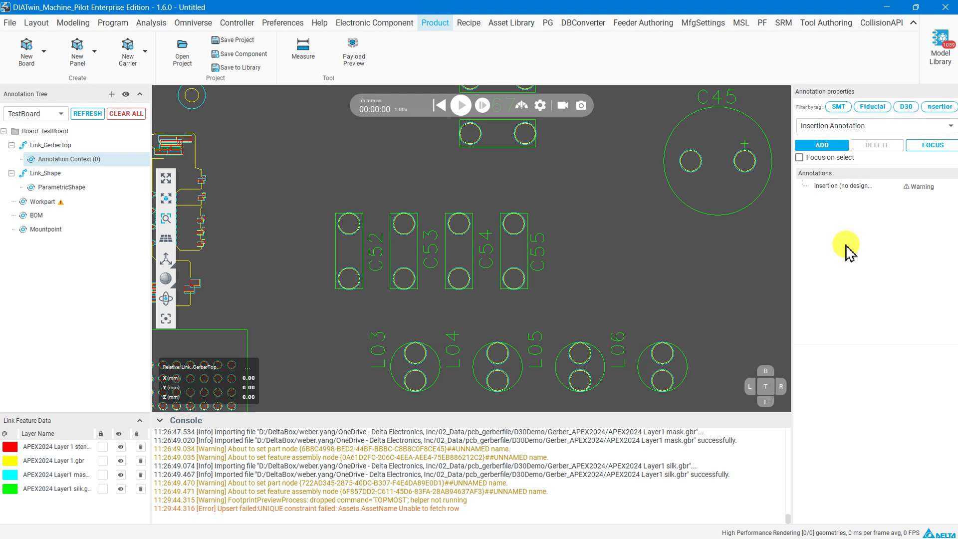 按下 ADD 後新增未指定 Designator 的 Insertion 項目