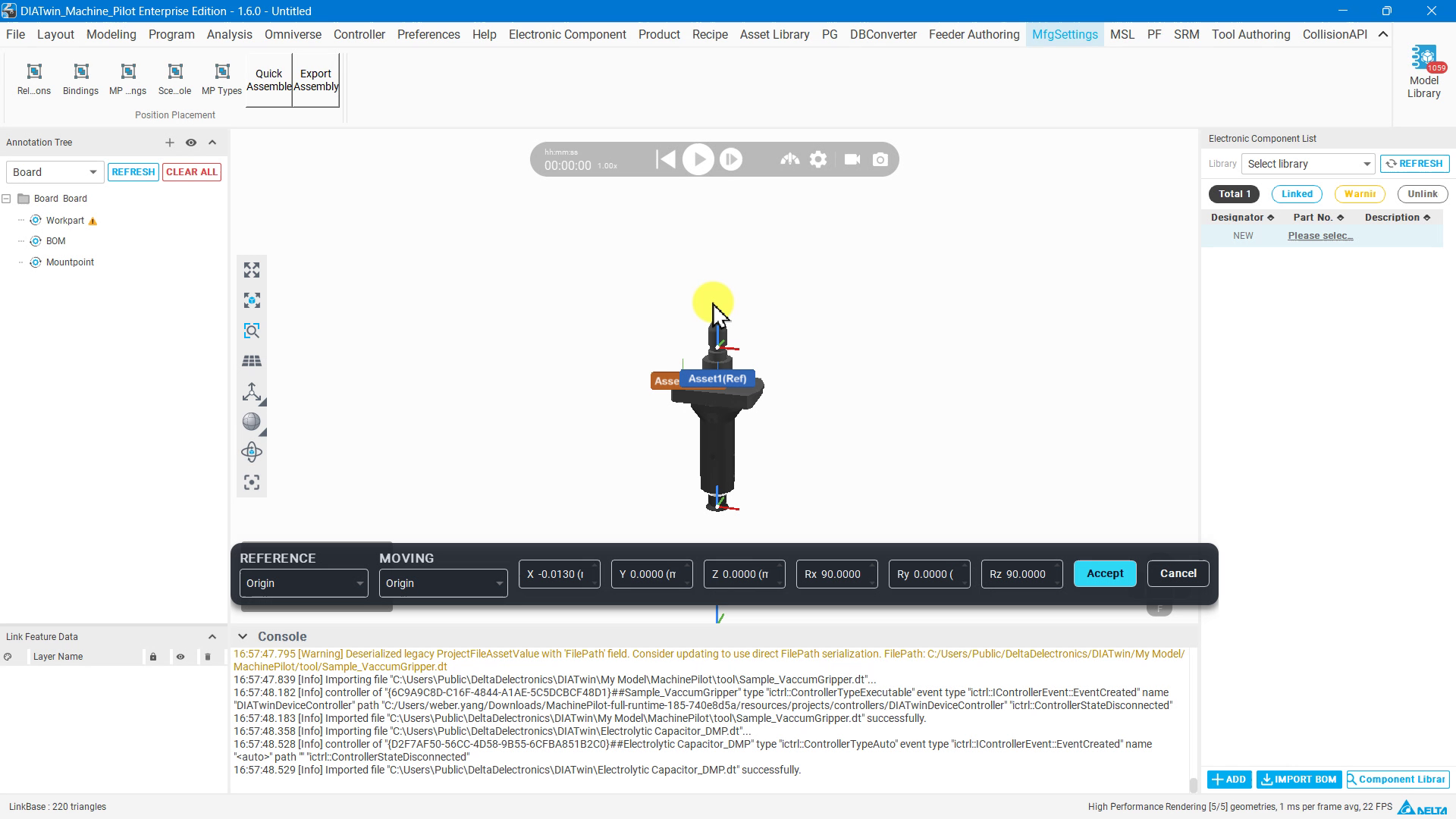 3D 畫面中同時顯示 Asset1 Ref 與 Asset2 Move