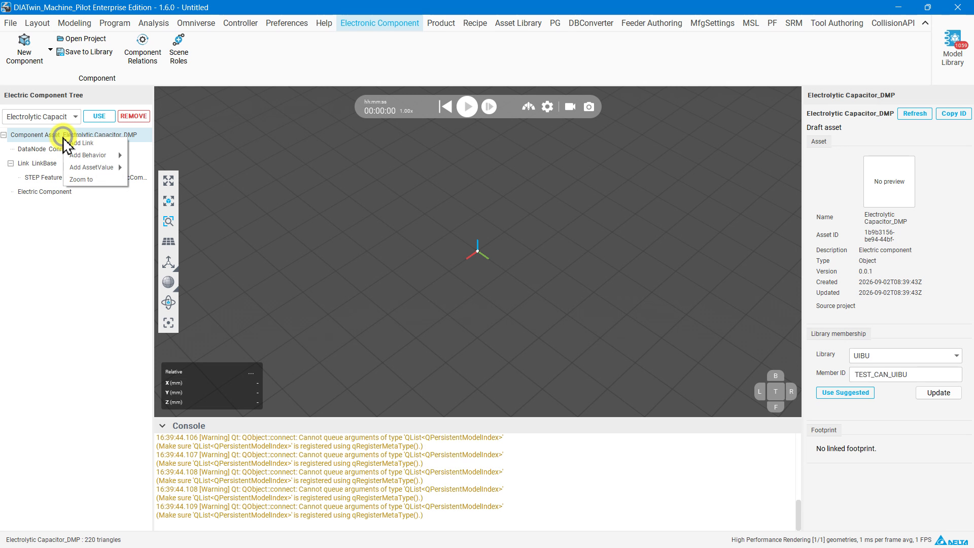 Component Asset 節點的右鍵選單