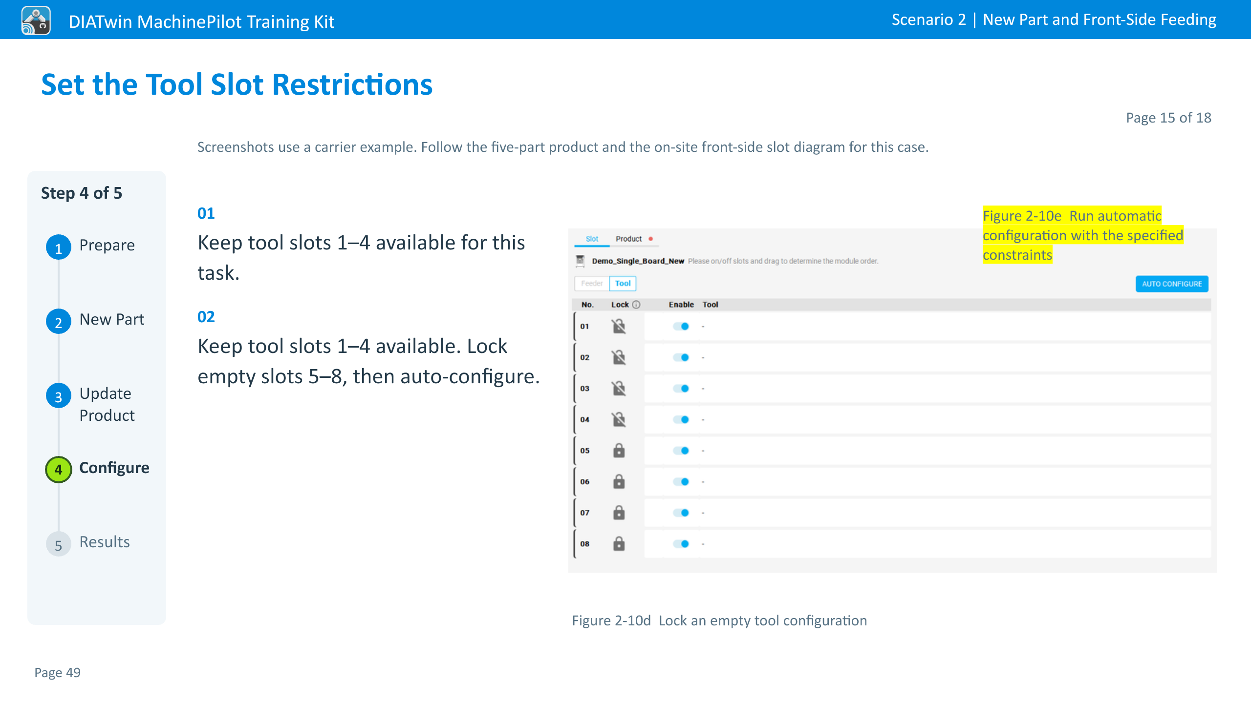 Set the Tool Slot Restrictions · Page 15 of 18