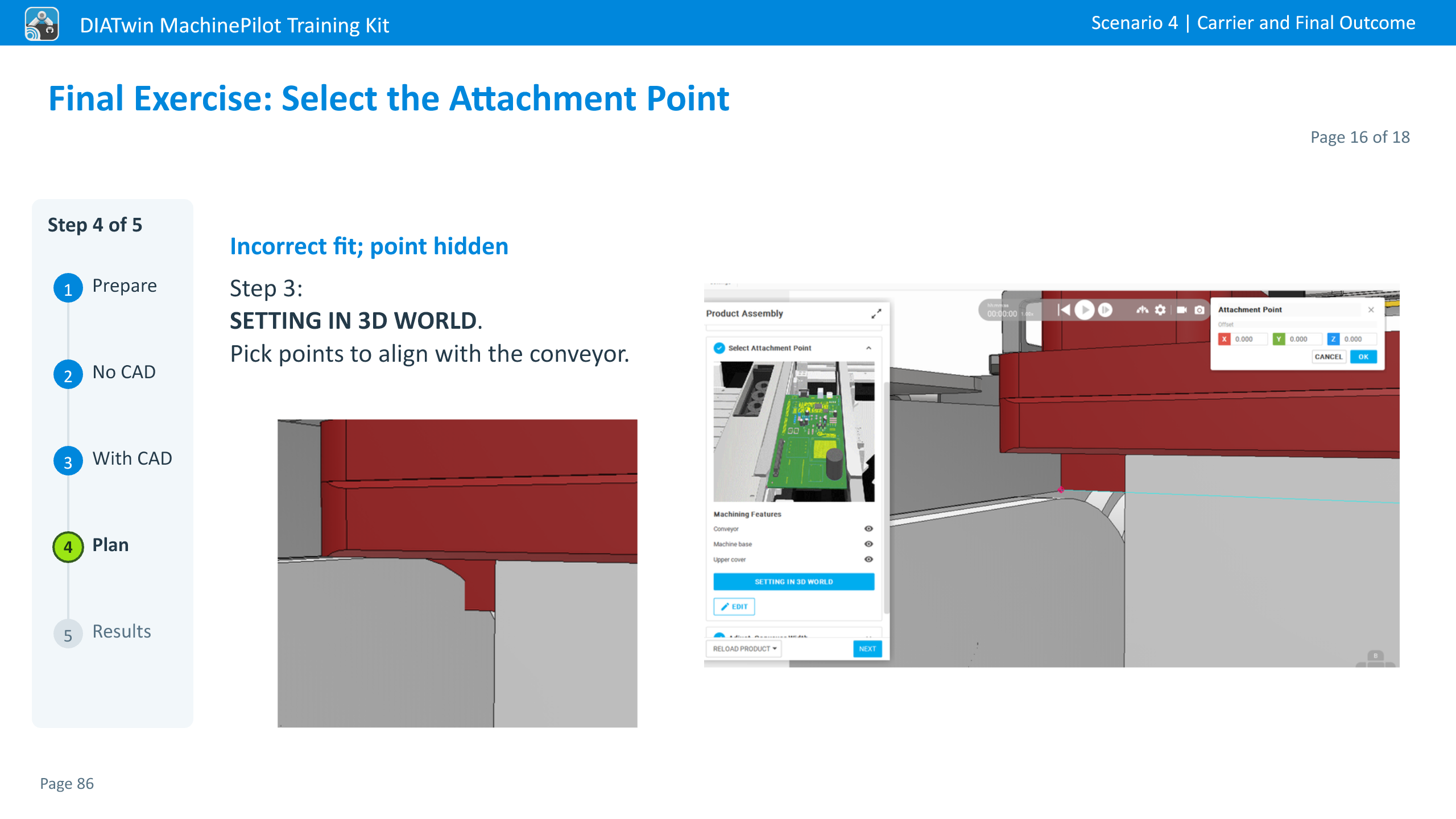 Final Exercise: Select the Attachment Point · Page 16 of 18