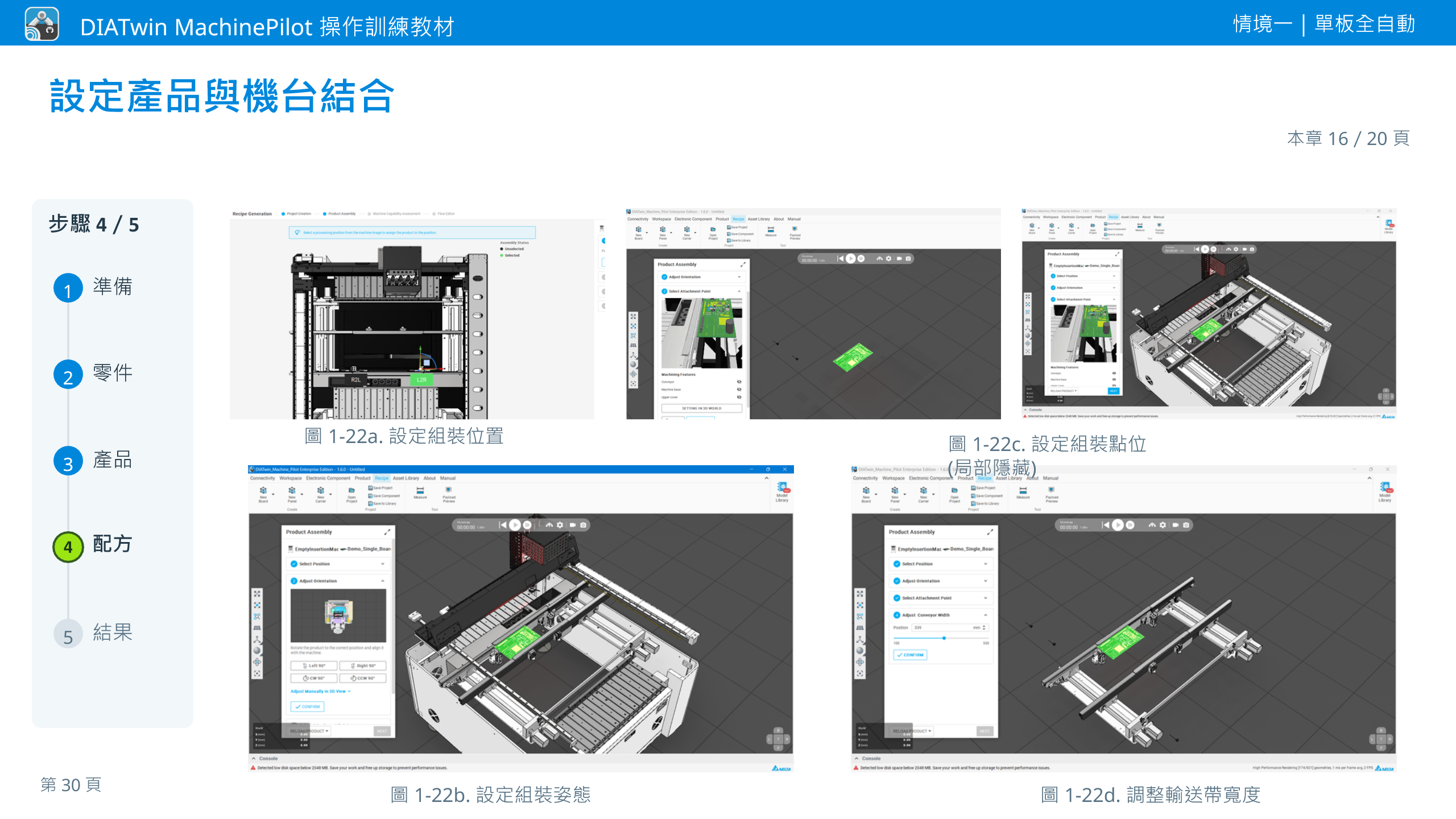 情境一｜單板全自動 · 本章 16／20 頁 · 設定產品與機台結合